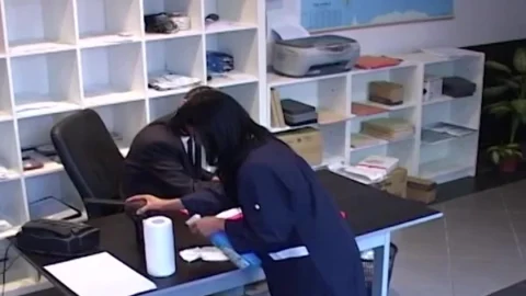 Hidden camera films the boss fucking the cleaning lady