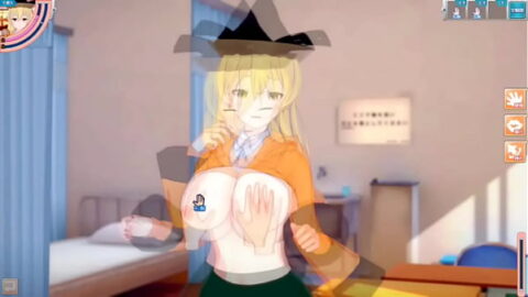 [Eroge Koikatsu! ] Touhou Project Matara Hidden Kina’s boobs rubbed and Nio standing handjob fellatio sex after being served! Big breasts anime [Hentai game Toho]