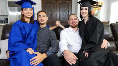 Proud StepDads Give Their Girls Hazel Heart & Remi Jones Sloppy Facial For Graduation – DaughterSwap