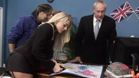 Horny Boss’s Having Fun With Three Sluts In The Office