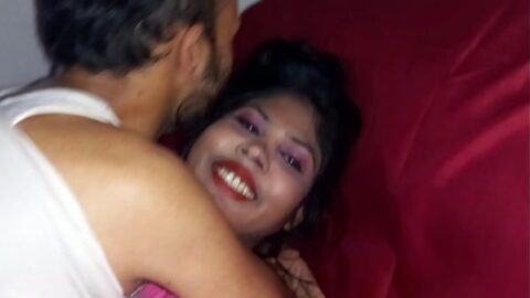 Horny brunette milf with natural firm tits and shaved pussy shows how much she loves a long hard pole in her twat after a blowjob. Cum in mouth for her.