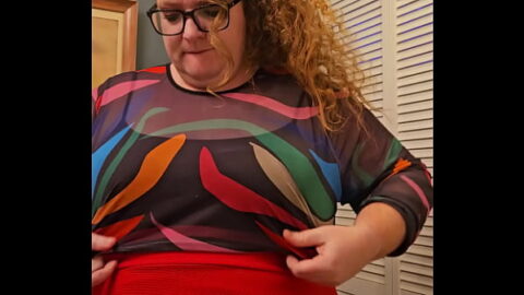 Redhead secretary with natural tits