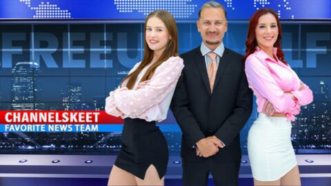 Porn News Channel – Latest News Headlines & Events feat. Lilian Stone & Athena Heart – FreeUse Milf