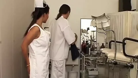 A stunning German nurse fucks her patient with doctor