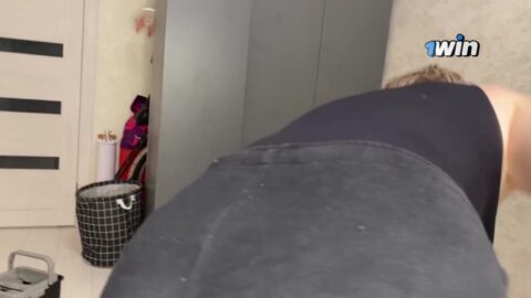 While the stepmother was mopping the floors, the stepson admired her juicy body