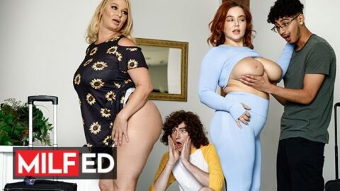 MILFED – Stunning MILFs London River And Natasha Nice Swap Stepson’s Cock And Get Wrecked