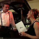 This blonde milf bombshell with big natural boobs comes into the bar wanting to try a new drink on the menu. She proceeds to milk the bartender’s big cock to get her happy juice.