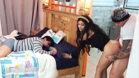 CUCKOLD! Stepbrother masturbates while watching his stepsister having sex! He fucked her too!