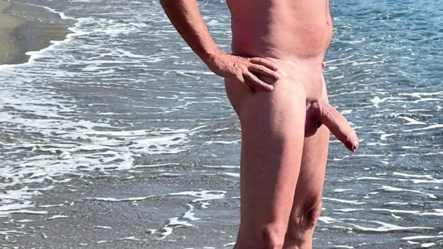 Pussy in the wave pool by the sea