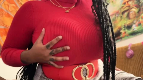 Busty Ebony Fucks a Dildo in Her Torn Leggings Tights