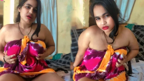 Desi Chubby Girls in Colorful Saree Wrap – Busty Amateur Bedroom Fun