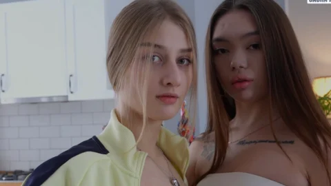 Horny Teen Eats Creampie From Her Asian Girlfriend’s Juicy Pussy After Hard and Rough Sex with Sugar Daddy!