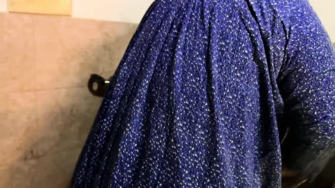MILF Hot Aunty in Kitchen, She Was Horny When Cocking, I See Her Huge Tits & Big Ass & Start Handjob