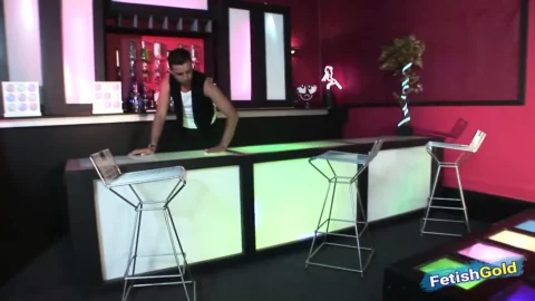 Muscular barman and horny policeman fucks hard busty army girl
