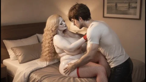 Horny Neglected Stepmom Deep Kissing & Wet Touching with Young Stepson