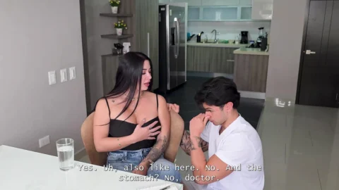 Hot Milf sucks and rides a big dick when her husband is not around, she bounces her huge tits on my face