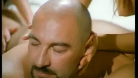 Italian vintage porn: two busty angels of sex sharing a big cock