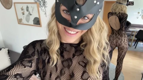 Hot kitten dominates! Stepdad has to obey when the claws come!!
