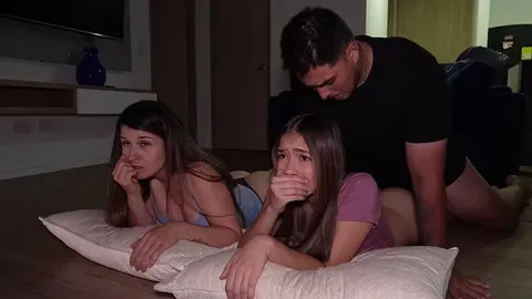 Stepsisters share intimate moment with friend