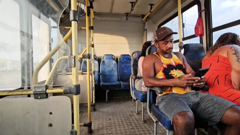 A SHAMELESS COUPLE RIDING IN PUBLIC TRANSPORT AND BACKSEAT PASSENGER FILMING EVERYTHING