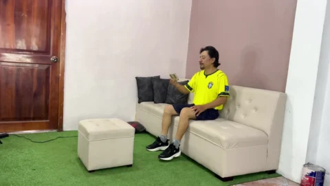 Beautiful busty Brazilian woman gives her stepfather a delicious blowjob.