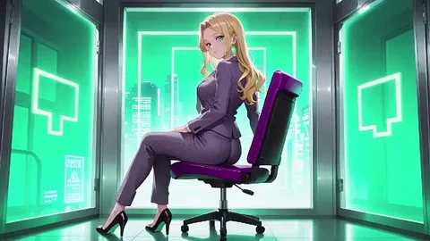 Blonde Boss in Purple Suit&excl; Office & Train Private Moments&period; She's multitasking with files while secretly adjusting her skirt&period;&period;&period; That gaze is deadly&excl;