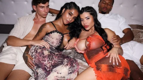 Busty Latina and Indian Swap Husbands and Make a Foursome- Yasmina Khan- Sara Retali