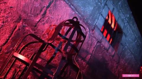 Making her slave fuck her in a red room