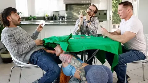 Redhead Performs Oral Under Table Before Counter