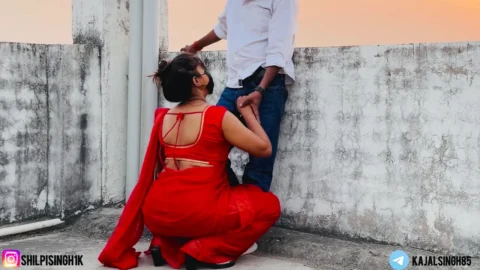 My Boyfriend Fucked Me in a Red Saree and Ejaculated Inside My Mouth, He Was Licking My Ass with His Tongue