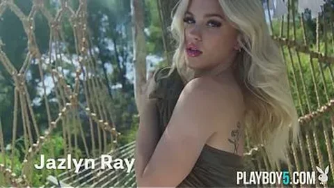 Naturally curvy teen blonde Jazlyn Ray solo outdoor with Playboy