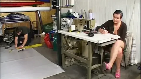Secretary with nice boobs banged by horny worker