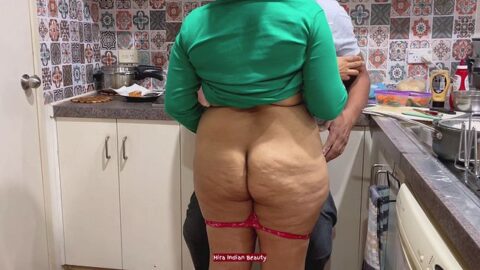 Step Son-in-Law Fucks Voluptuous Indian Mother-in-Law Raw in Kitchen – Erotic Love Making