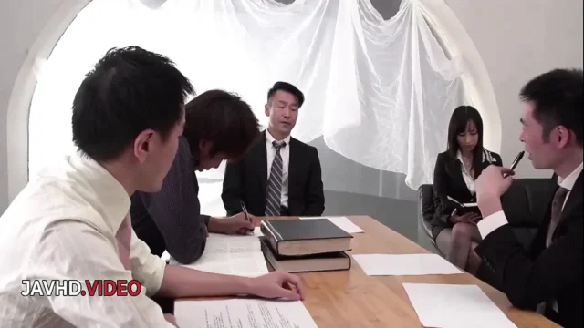 Busty Office Babe Rina Mayuzumi Takes on Multiple Cocks