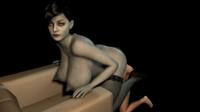 Lady Dimitrescu Gets Her Manthing to Eat Her Pussy