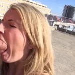 Sloppy Rooftop Deepthroat… He Fucks Her Throat by the Hair Till She Gags